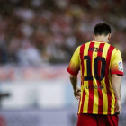 El delantero argentino del FC Barcelona Leo Messi, durante el partido de ida de la Supercopa ante el Atlético de Madrid