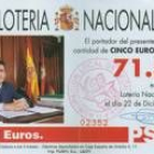 Original de una de las participaciones de lotería de Navidad del PSOE con la foto de Fernández