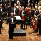La Orquesta Sinfónica Ciudad de León-Odón Alonso, dirigida por Dorel Murgu, durante una interpretación anterior.