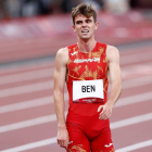 Adrián Ben reacciona tras competir en la final de 800 m. RONCORONI