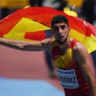 Saúl Ordóñez firmó uno de sus éxitos en 2018 con la medalla de bronce en el Mundial de pista cubierta en Birmingham. ARRIZABALAGA