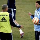 Ronaldo y López Caro durante la sesión de entrenamiento de ayer del conjunto blanco