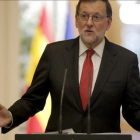 El presidente del Gobierno, Mariano Rajoy, en el Palacio de la Moncloa.