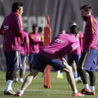 Neymar, a la izquierda, llevará el peso ofensivo del Barça ante las bajas de Messi y Suárez.