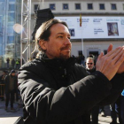 Pablo Iglesias en pleno mitin en Madrid.