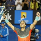 Rafael Nadal celebra su victoria ante Monfils.