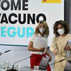 Las ministras Ione Belarra, Yolanda Díaz y María Jesús Montero ayer en la Mocncloa, FERANADO VILLAR