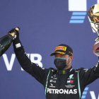Bottas celebra su triunfo en el Gran Premio de Rusia. LENNON