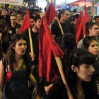 Manifestación contra Amanecer Dorado y en recuerdo del rapero Fyssas, el pasado viernes en Atenas.
