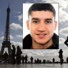 Fotomontaje con el rostro del terrorista Younes Abouyacoub y la torre Eiffel de fondo.