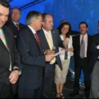 Ramón, Álvarez, Díaz, la presidenta del Parlamento asturiano y Villalba, en un momento de la romería