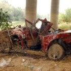 Estado en el que quedó el coche donde viajaba la familia