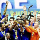 Los jugadores franceses celebran su victoria en el Mundial y su cuarta corona.