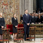 La infanta Elena y los Príncipes de Asturias, en la ceremonia por los fallecidos.