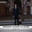 La llegada de Emmanuel Macron al Louvre.