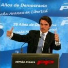 José María Aznar, durante su intervención en el acto público de Vitoria