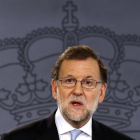 Mariano Rajoy, durante la rueda de prensa tras la primera reunión del Consejo de Ministros con el Gobierno en funciones.