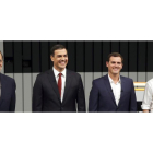 Los cuatro líderes antes de comenzar el debate. MARISCAL