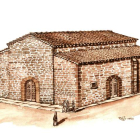 Recreación de la sinagoga nueva de Bembibre en 1490 realizada por Miguel León que publica la revista ‘Bierzo’. CORTESÍA DE MANUEL OLANO