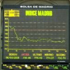El panel indicador que pertenece a la bolsa de Madrid