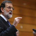 El presidente el Gobierno, Mariano Rajoy, durante el debate del Senado sobre el 155