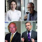 De izquierda a derecha y de arriba a abajo, Elena Arzak Espina, José Peñín Santos, José I. Arranz Recio y Jaime Palafox.