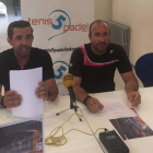 Julio Aguilar y Álvaro Niño, de Tenis5Pádel, durante la presentación del campeonato de España. DL