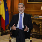 El Rey Felipe VI en su tradicional mensaje de Navidad, el décimo de su reinado, en el que ha defendido el valor de la Constitución. BALLESTEROS