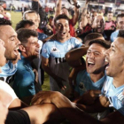 Los festejos de Racing Club, nuevo campeón de la Superliga argentina.