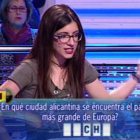 Momento en que Valeria no supo responder a la pregunta del programa 'Ahora caigo' (Antena 3).