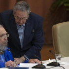 Raúl y Fidel Castro en el último congreso del Partido Comunista.