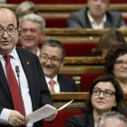 El líder del PSC, Miquel Iceta, durante el pleno del Parlamento catalán pocos días antes de las pasadas elecciones. DALMAU