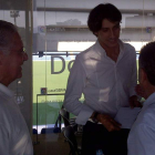 El leonés Sergio Fernández, director deportivo del Hércules, en el palco del club alicantino.