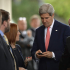 El secretario de Estado de EE UU, John Kerry, a su llegada al aeropuerto de Ginebra.