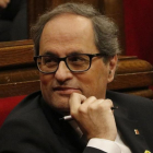El president de la Generalitat, Quim Torra, durante el pleno de esta mañana