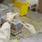 Una enfermera del centro de salud de Eras de Renueva prepara la primera dosis de vacuna que se admin