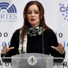 La presidenta de las Cortes, Silvia Clemente, habló de financiación y despoblación. PABLO MARTÍN