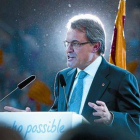 El candidato de CiU, Artur Mas, en el mitin final de campaña.