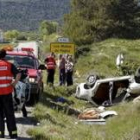 Estado del vehículo que volcó en Huesca el sábado