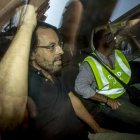 Sandro Rosell, a su salida el martes, detenido, de su domicilio en Barcelona.