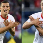 Granit Xhaka y Xherdan Shaqiri, helvéticos de origen albanokosovar, celebraron sus goles haciendo la doble águila albanesa /