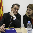 El presidente del PDECat, Artur Mas, y la coordinadora general, Marta Pascal, en la reunión de la ejecutiva del partido, este lunes.