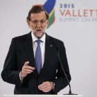 El presidente del Gobierno, Mariano Rajoy, durante su comparecencia en La Valeta.