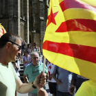 El coordinador general de EH Bildu, Arnaldo Otegi, en la manifestacion convocada en San Sebastián  en apoyo al proceso soberanista catalán.