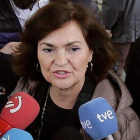 Carmen Calvo, en un acto electoral en San Sebastián. / GORKA ESTRADA (EFE)