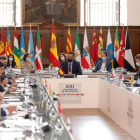 El presidente del Gobierno, Pedro Sánchez, durante la Conferencia de Presidentes que busca el consenso para el reparto de los fondos de recuperación europeos. CHEMA MOYA