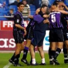 Los jugadores del Valladolid celebran un gol esta temporada frente al Deportivo de La Coruña