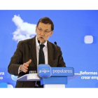 El presidente del Partido Popular, Mariano Rajoy, durante su intervención en la clausura de la XIX Interparlamentaria del PP que se ha celebrado en Salamanca.