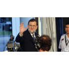 Mariano Rajoy llega al plató de televisión para el debate. MARISCAL