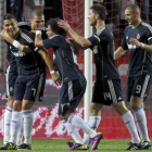 Ronaldo celebra su primer gol junto a Pepe, Marcelo, Xabi Alonso y Benzema.